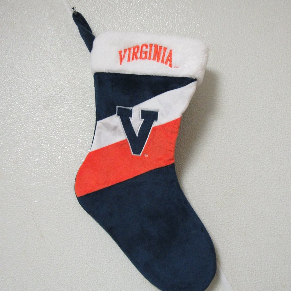 NCAA Virginia Cavaliers Logo Embroidered on 18" Orange/Blue Christmas Stocking